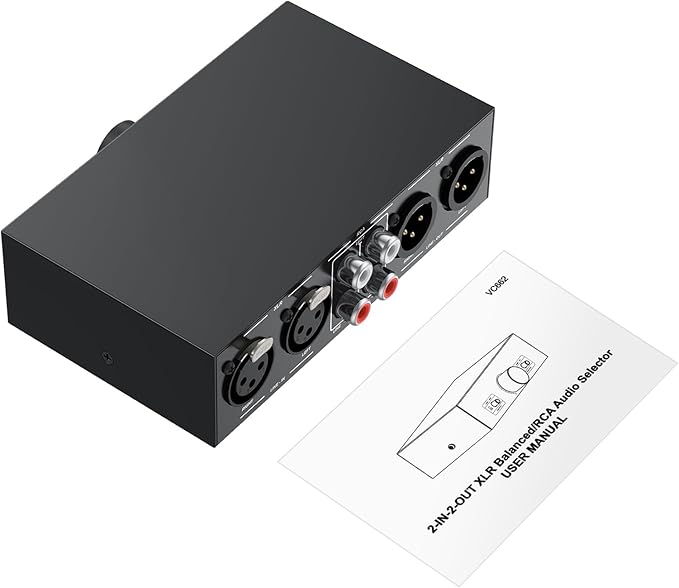 PROZOR 2-IN-2-OUT XLR Balanced/RCA Converter Audio Selector Splitter | Passive Switch Box with Volume Control