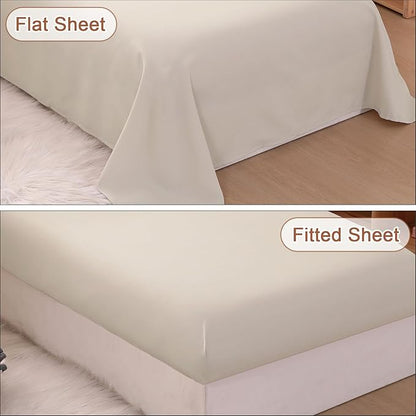 Wowelife Toddler Comforter Set for Girls, Pale Beige Toddler Bedding Set, 4 Pieces Double Ruffles Soft and Breathable Bed Set Includes Comforter, Fitted Sheet, Flat Top Sheet and Pillowcase