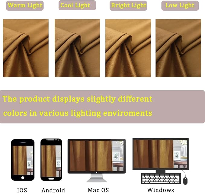 Timeper Gold Brown Velvet Curtains W42 x L96 inches 2 Panels, Light Blocking - Image 7