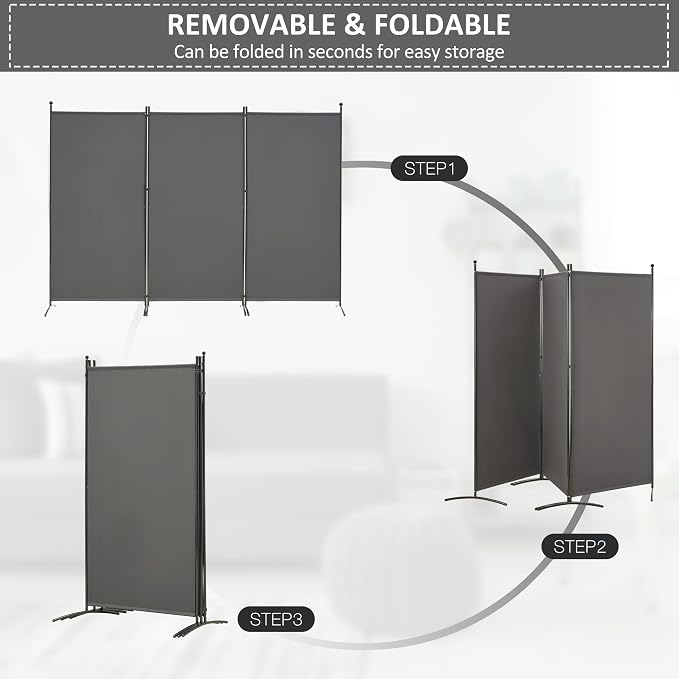 Spurgehom 3 Panel Room Divider Folding Partition Privacy Screens | Freestanding - Image 3