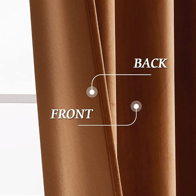 RYB HOME Burnt Orange Fall Velvet Curtains - Image 5