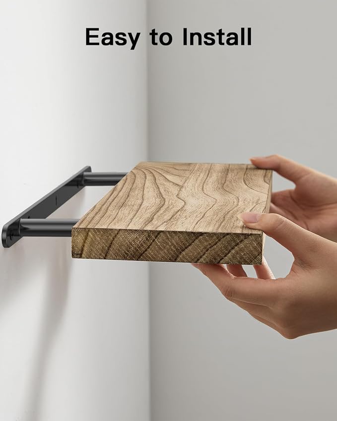 Amada Floating Shelves for Wall, Paulownia Wood, Light Brown | Wall Shelves - Image 5