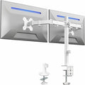 VIVO Dual Monitor Desk Mount, Heavy Duty Fully Adjustable Steel Stand, Holds 2 Computer Screens up to 30 inches and Max 22lbs Each, White, STAND-V002W