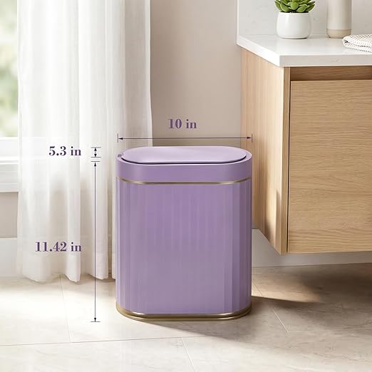 ELPHECO Bathroom Sensor Trash Can, 2 Gallon, Automatic Lid, Slim Plastic - Image 2