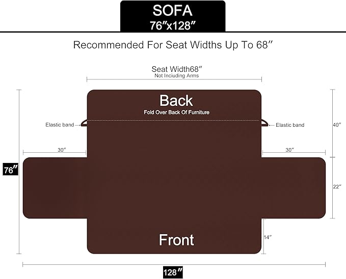 U-NICE HOME Reversible Sofa Cover Couch Cover for Dogs with Elastic Straps Water Resistant Furniture Protector for Pets Couch Cover for 3 Cushion Couch (Sofa, Burgundy/Tan)