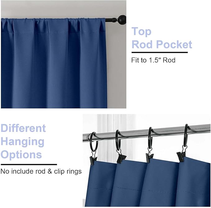 Simplebrand Ava Royal Blue Blackout Curtains - Image 4