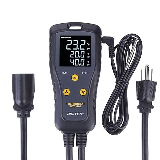 DIGITEN Temperature Controller Heat Mat Thermostat Outlet DTC101 Temperature Controlled Outlet Greenhouse Thermostat Aquarium Temperature Controller Reptile Thermostat Heating Cooling Mode 110V 10A