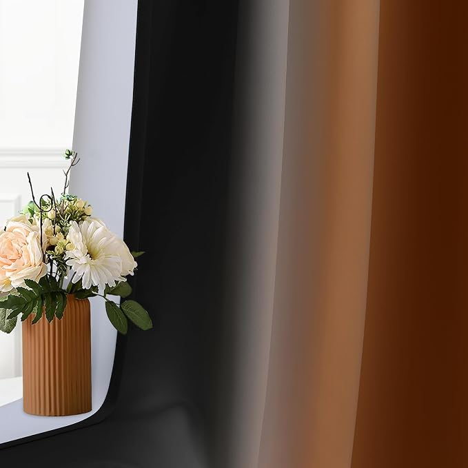 SimpleHome Ombre Burnt Orange and Black Room Darkening Curtains 84 inches | - Image 7