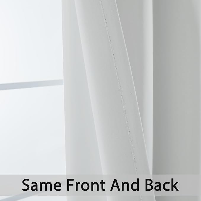 Yakamok Blackout Curtains 38x84 inch Greyish White Thermal Drapes-Bedroom | 1 - Image 6