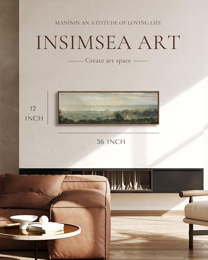 InSimSea Extra Large Framed Wall Art, Wild Field Sky Prints, 12x36inch | - Image 2