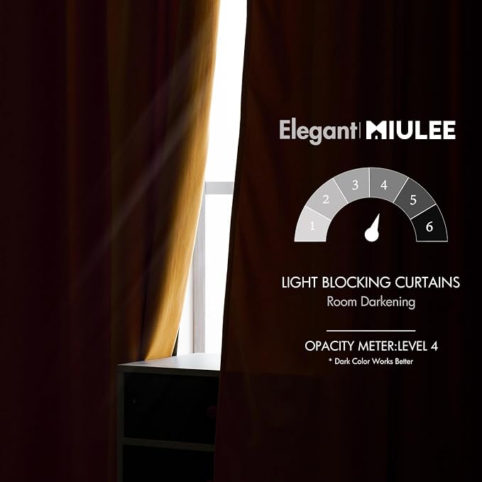 MIULEE Velvet Blackout Curtains 52x96 inches 2 Panels Mustard Yellow | Luxury - Image 5