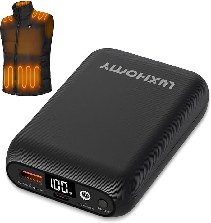 Heated Vest Battery Pack, 16000mAh 7.4V Compact Power Bank Repaclement for Heated Jacket Heated Hoodie Heated Pants Heated Chair Heated Outdoor Gear