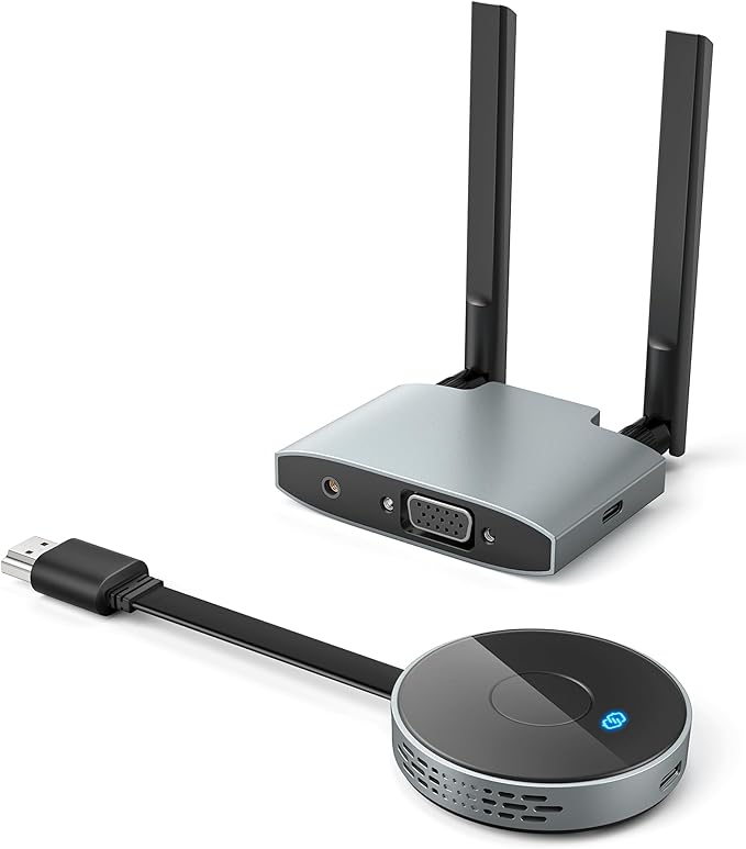 VJZFA Wireless HDMI Transmitter and Receiver 98FT/30M, 4K Decode 1080P@60Hz Ultra HD Video Output, Plug&Play 5G+2.4G for Streaming Video, Audio and File to Monitor from PC/Projector/TV Box/Laptop
