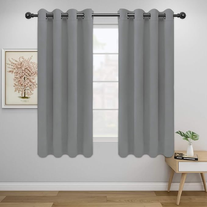 Easy-Going Thermal Grommet Blackout Curtains, 2 Panels 52x63 in, Light Gray | by Easy-Going
