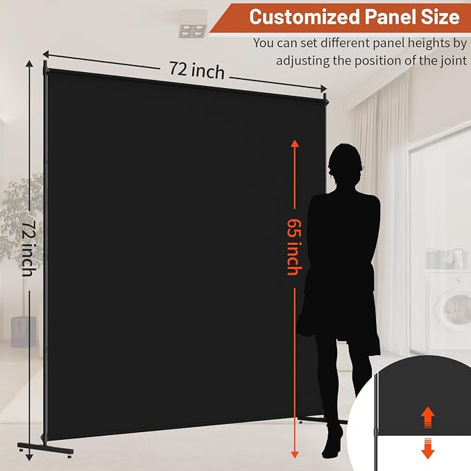 Room Divider, 72x72Inch Large Single Panel Privacy Screen - Image 5