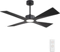 WINGBO 64" Wet Rated Outdoor Ceiling Fan with Lights, 4 ABS Plastic Blades, Reversible DC Motor, 6-Speed Remote Control, 3 CCT, Waterproof Ceiling Fan for Patio Porch Gazebo Garage, Matte Black