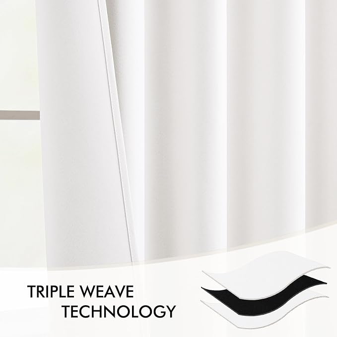 MIULEE Pure White Back Tab Blackout Curtains 52x120 Inch Long 2 Panels Set | - Image 7