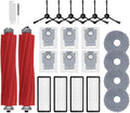 24Pcs Qrevo S Accessories Kit Replacement Compatible with Roborock Qrevo S/Qrevo Plus/Qrevo Pro Robot Vacuum, 2 Main Brush, 4 Mop Cloth Pads, 6 Side Brushes, 4 HEPA Filters,6 Dust Bag, 1 Cleaning Tool