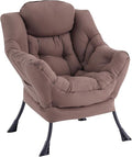 Lazy Chair with Ottoman, Comfy Accent Reading Chair, Dark Brown | Foldable by LITA