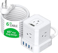 Cube Power Strips with Surge Protection, 6ft Extension Cord with Multiple Outlets, 5 Ac Plugs, 3 USB, 1 Usbc Fast Charging Power Strip with USB Ports, Mountable On/Off Switch Charging Station
