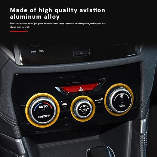 Auovo AC Climate Control Knob Outer Ring Covers Accessories for Subaru Crosstrek 2018-2022 2023 / Impreza 2017-2023 / Forester 2019-2024 Interior Air Condition Switch Control Trim (Gold)