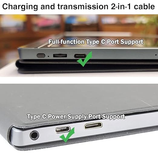 6.6FT USB-C 3.2 Gen 2×2 Display Monitor Video Link Data Transfer Cable for Lepow Z1 15.6 In, InnoView, ASUS ZenScreen, KYY, Cocopar, Arzopa, AOC, Type-C High Speed Portable Monitor Charger Power Cord