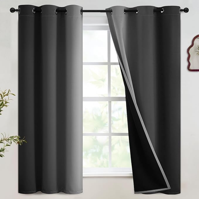 SimpleHome 100% Blackout Ombre Bedroom Curtains Black and Greyish White by SimpleHome