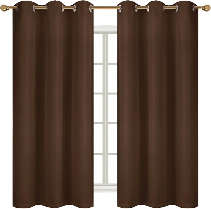 Diraysid 100% Blackout Curtains Chocolate Brown Linen Curtains - Image 3