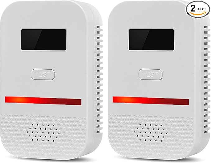 2PCS 2-in-1 Carbon Monoxide and Combustible Gas Detectors Combination, Plug in Co Leak Detector LNG LPG Monitor for Home Travel RV Essentials, Sound Alarm Over 85dB, 50-Feet Detection Range