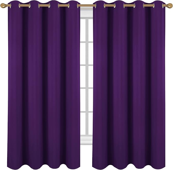 Diraysid Purple Grommet Blackout Curtains - Image 2