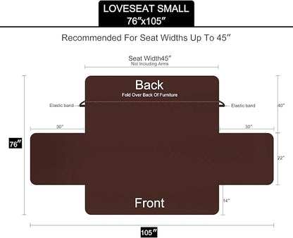 U-NICE HOME Loveseat Sofa Cover Reversible Couch Covers for 2 Cushion Couch for Dogs Furniture Protector Cover with Elastic Straps Water Resistant(Loveseat Small, Black/Black)