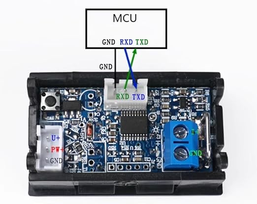 Taidacent Modbus RTU Power Monitor Energy Meter with RS485 TTL Isolated 100V 5A 10A 50A 100A DC Voltage Current Meter with Dual LCD Display (100V5A_Modbus Protocol_TTL Interface)