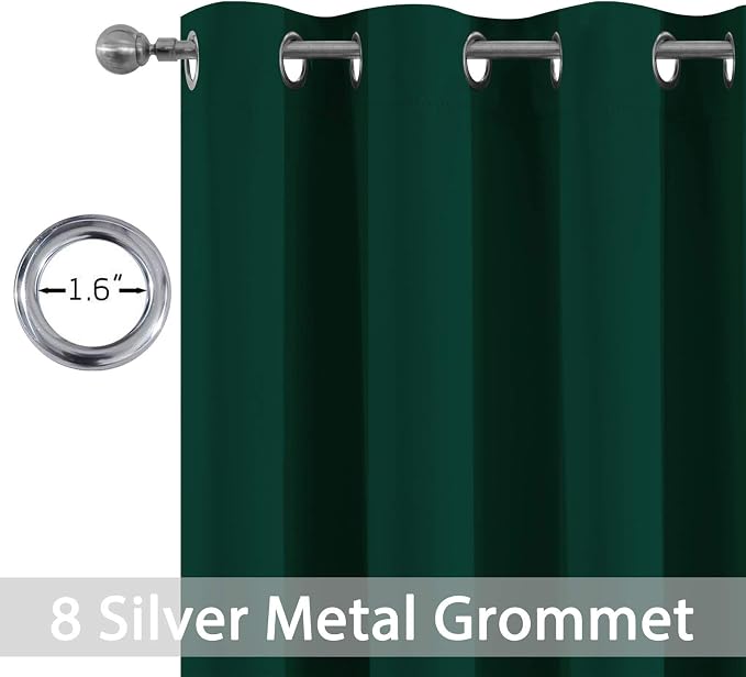 Yakamok Room Darkening Curtains 52x84 inch Length Dark Green-Living Room | 2 - Image 3