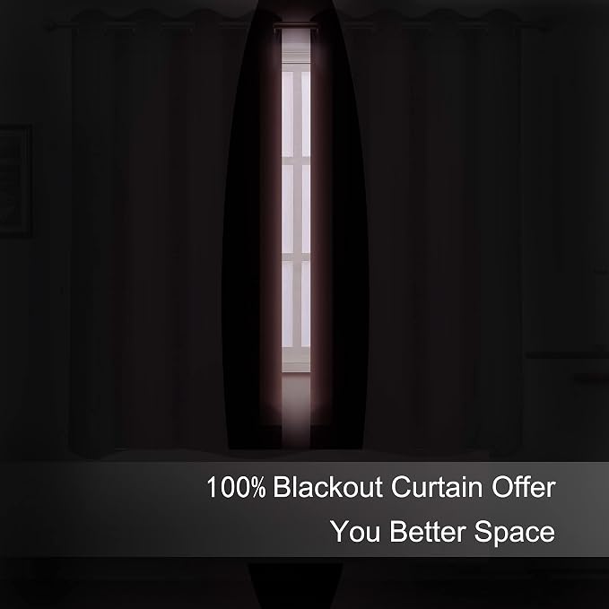 100% Blackout Curtains 52 x 84 Inch/Coral Curtains 2 Panels - Image 4