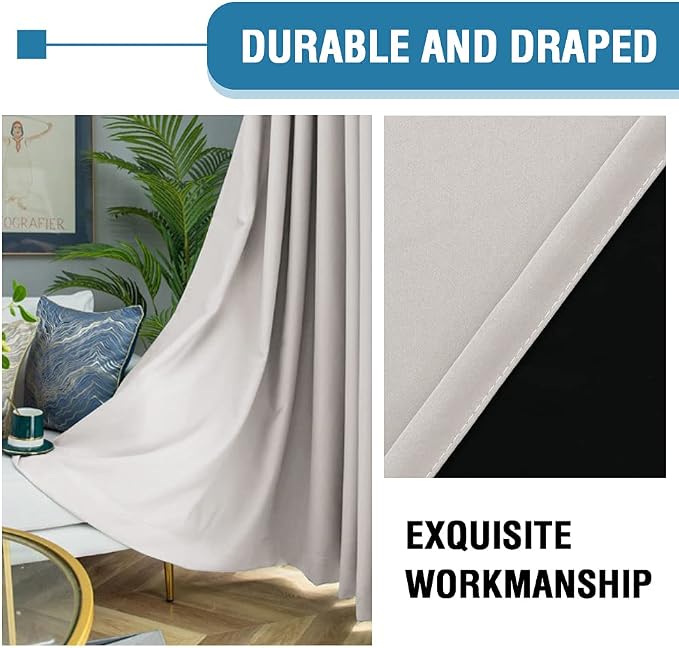 H.VERSAILTEX Oatmeal Blackout Curtains - Image 6