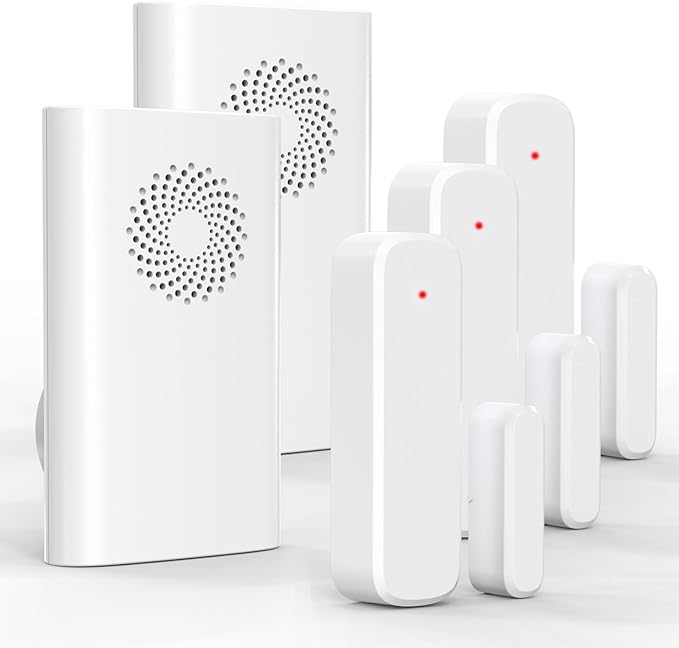 Wireless Door Sensor Chime, Door Open Alarm When Entry Business/Office/Store (500ft Range 51 Ringer Adjustable Volume) Home Alert Bell for Kid/Toddler Safety,2 Receivers +3 Sensors