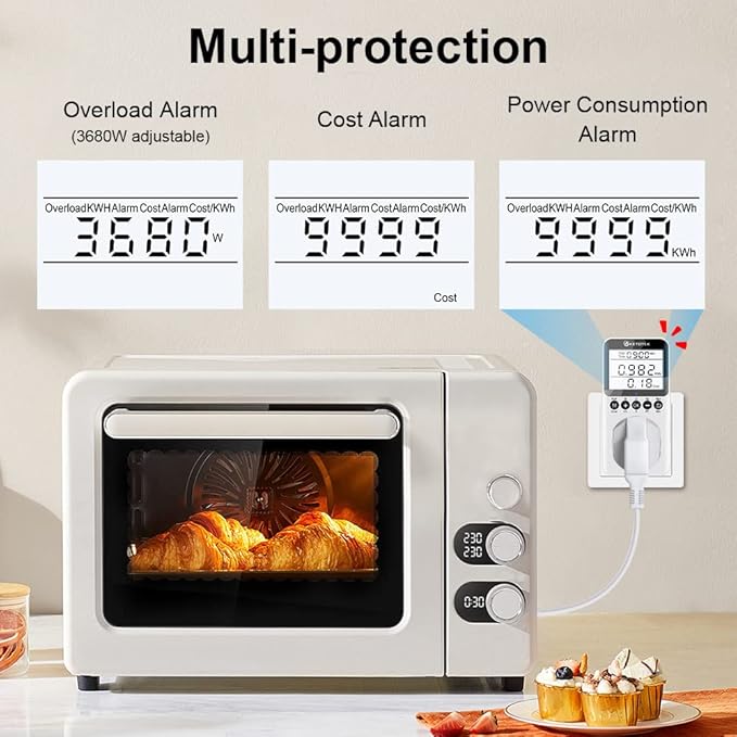 KETOTEK Watt Meter Power Meter Plug Electricity Usage Monitor for Home, Energy Monitor with LCD Display, Kilowatt Meter Socket Outlet, Voltage Amps Power Consumption Meter, Overload Protection