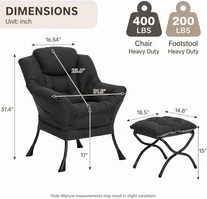 HollyHOME Lazy Chair with Foldable Ottoman, Accent Comfy Lounge Armchair and - Image 3