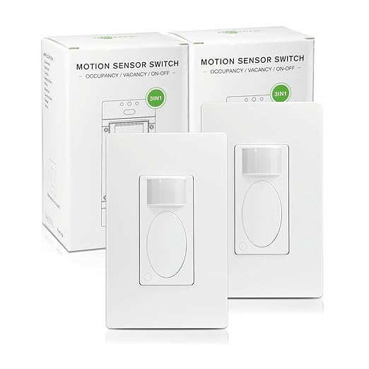 RAYZEEK PIR Motion Sensor Light Switch,Single-Pole Motion Activated Wall Switch, No Neutral Required,On/Off Override,PC Fireproof&UL Listed,2 Pack