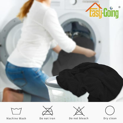 Easy-Going 2-Piece Recliner Console Cover for Reclining Loveseat Covers Stretch Jacquard Middle Console Cover for Recliner Couch and Sofa Black