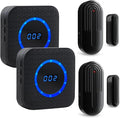 Door Chime SanJie Wireless Door Sensor for Business Home Office When Entering with 800Ft Range 55 Chimes 5 Volume Levels Adjustable Number Display (2 Receiver & 2 Sensor)