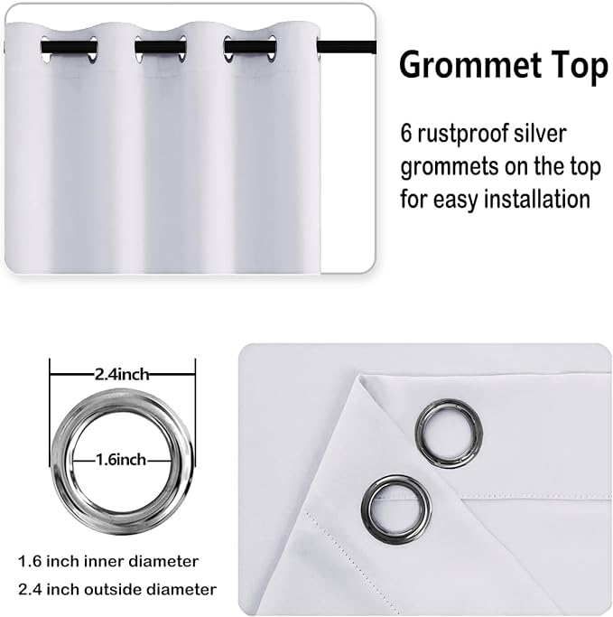 DWCN Greyish White Window Curtains – Thermal Insulated Energy Saving Drapes - Image 4