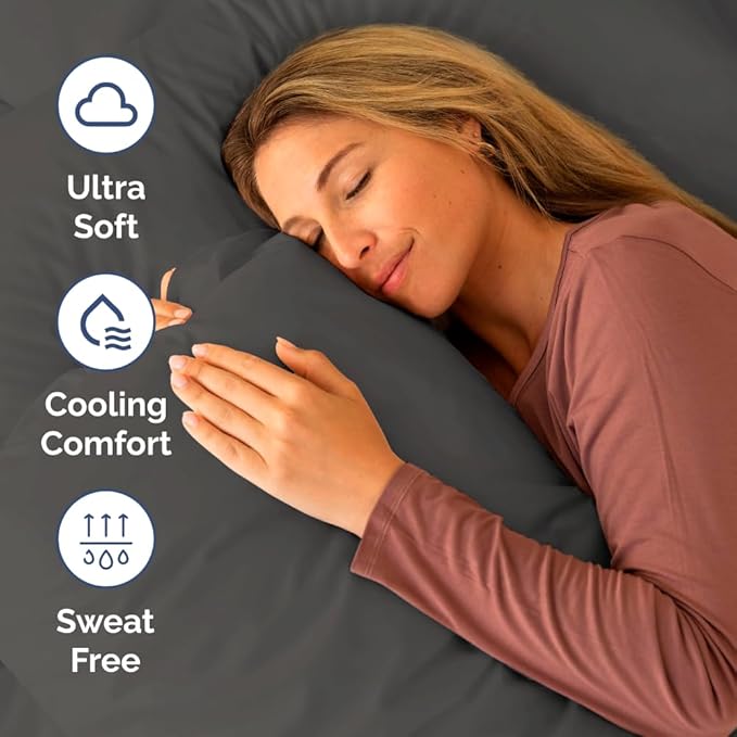 RV Short Queen Sheet Set 60 X 75 - 4 Piece RV Short Queen Bed Sheets - Soft, Breathable and Cooling - Designed for Bunks, Trailers & Campers - Fits 8” to 12" Mattress - Hotel Luxury Bedding - Charcoal