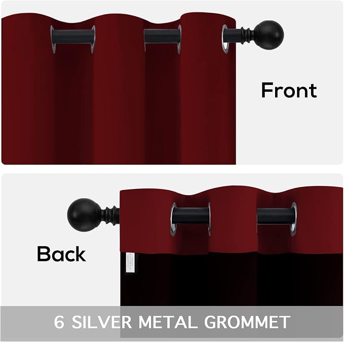 Yakamok Burgundy Red Blackout Curtains 63 Inch Length - Image 6