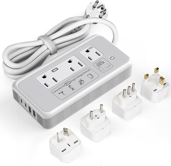 220V to 110V Voltage Converter, 2000W Adapter US to Europe International Travel, Mapambo Universal Voltage Converter (Gray)