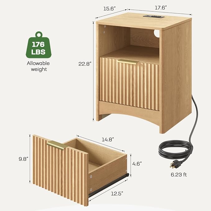 Marsail Wooden Nightstands Set of 2 - Image 2