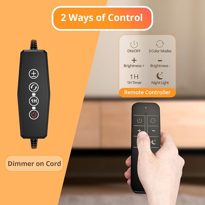 iFalarila Reading Light with Remote, LED Desk Lamp Clip on RA>95 Dimmable - Image 3