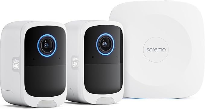 Safemo 4K Security Cameras Wireless Outdoor/Indoor, Battery Cameras for Home Security, No Monthly Fees, 32G Local Storage, Advanced AI, Color Night Vision, 2-Way Audio, Waterproof, 2.4Ghz WiFi