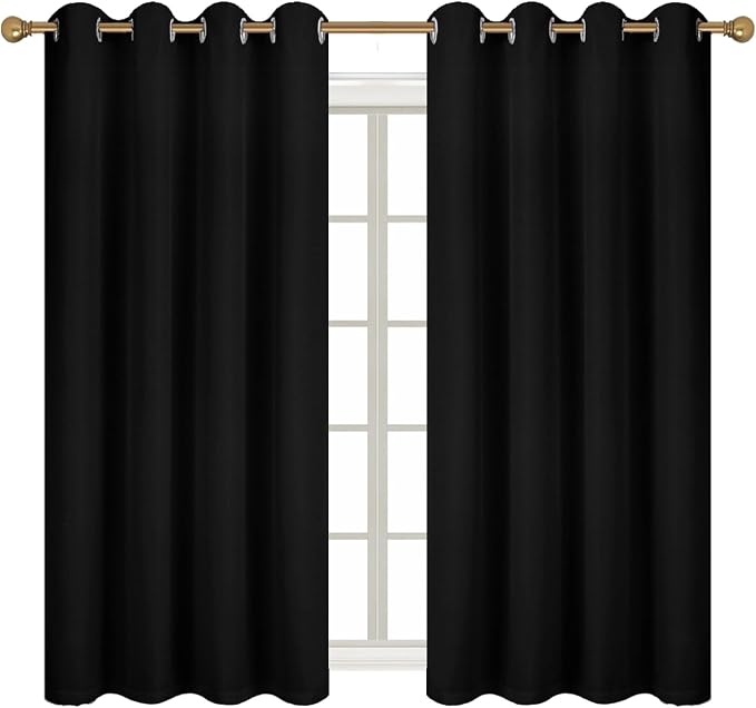 Diraysid 100% Blackout Curtains Black Linen Curtains - Image 3