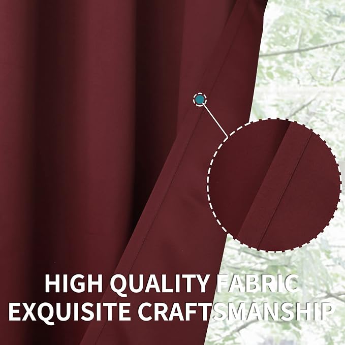 BGment Burgundy Small Window Curtains 36 Inch Length - Image 6